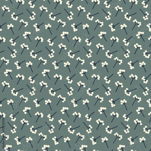 Seamless pattern of scattered berry branches. Natural, modern, and chic design for wallpaper, fabric, background, etc.