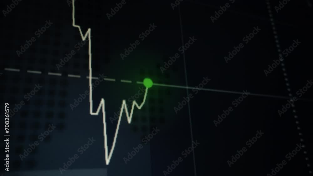 Stock market graph screen monitor with point up and down price or ...