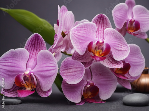 Spa orchid theme objects on grey background - generated by ai