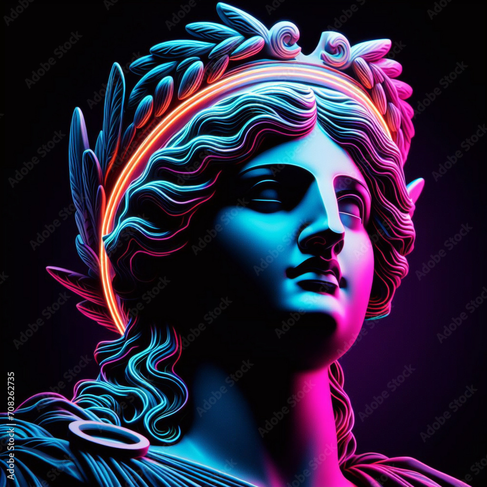 Illustration of a Renaissance marble statue of Athena. She is the ...