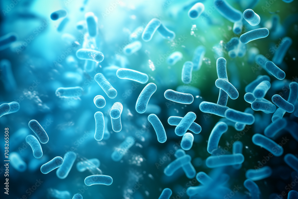 Lactobacillus casei or lactic acid bacteria as probiotic. Generative AI - obrazy, fototapety, plakaty 