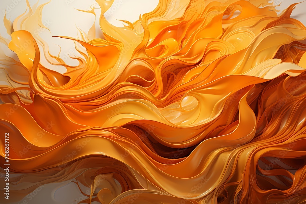 Radiant orange liquid painting a vivid, high-definition canvas