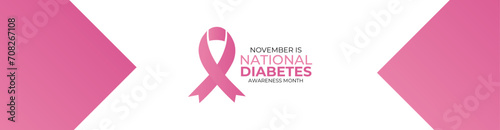 National Diabetes Awareness Month concept. Banner template with ribbon. suit for banner, cover, poster, flyer, brochure, website, greeting card, background, backdrop, holiday. Vector illustration