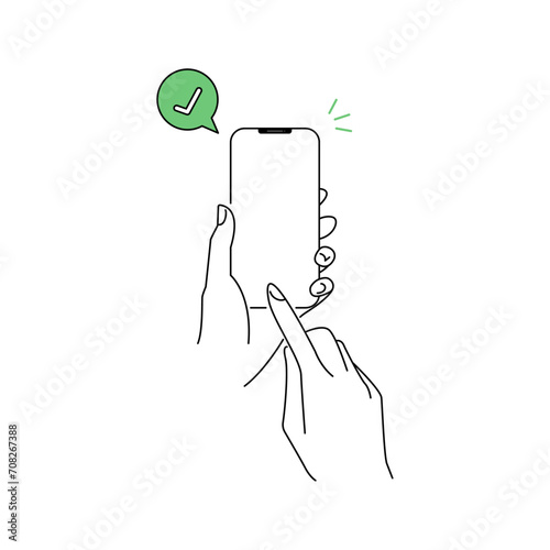 Simple illustration of a hand holding a smartphone