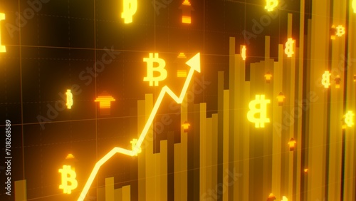 Bitcoin Price Pump Rising Animated Gold Chart Arrow Bull Market Rally - Abstract Background Texture