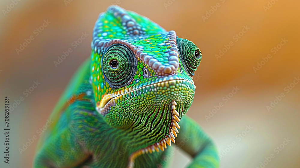 Fototapeta premium chameleon on a green background