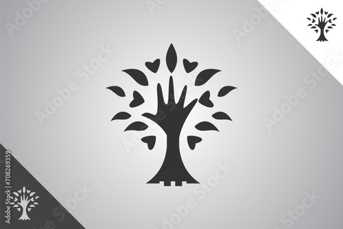Hand of care symbol. Babies, daycare and parenting logo identity template. Perfect logo for business related to daycare and parenting symbol business. Isolated background. Vector eps 10.
