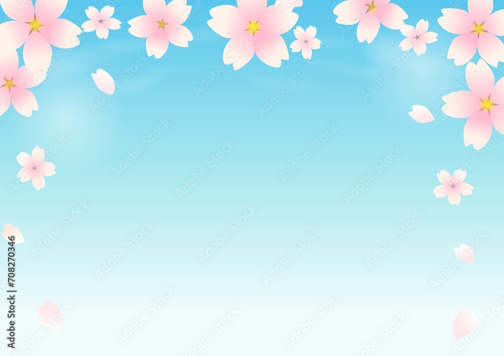 桜の花と青空の背景