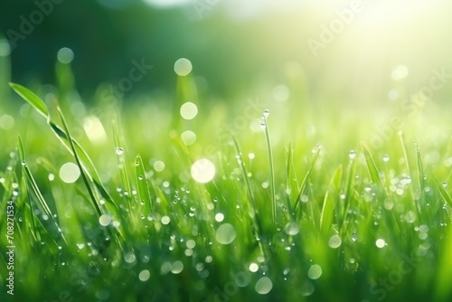 green grass with dew 