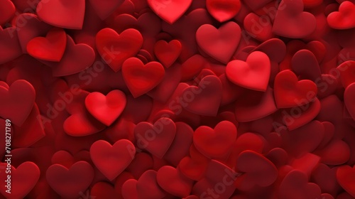 Red heart shapes on background for romantic events. Valentine's Day celebration.