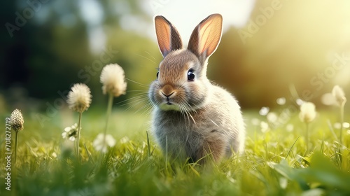 rabbit and Nature background in the earth
