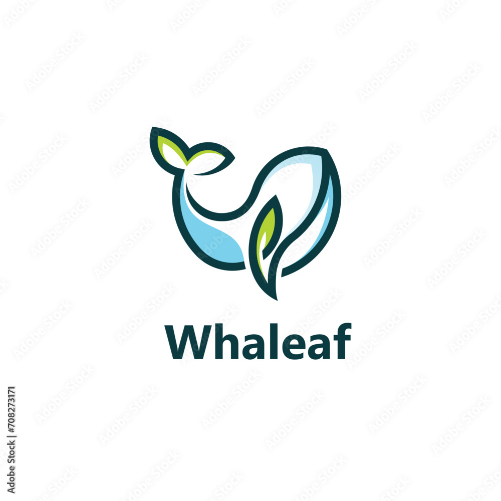Obraz premium Whale And Leaf Logo Line