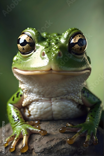 Close-Up Front View of Cute Frog