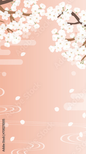 満開の桜の花の背景イラスト