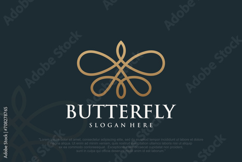 set of Butterfly logo. Luxury line logotype design. Butterfly symbol logotype. Vector illustration