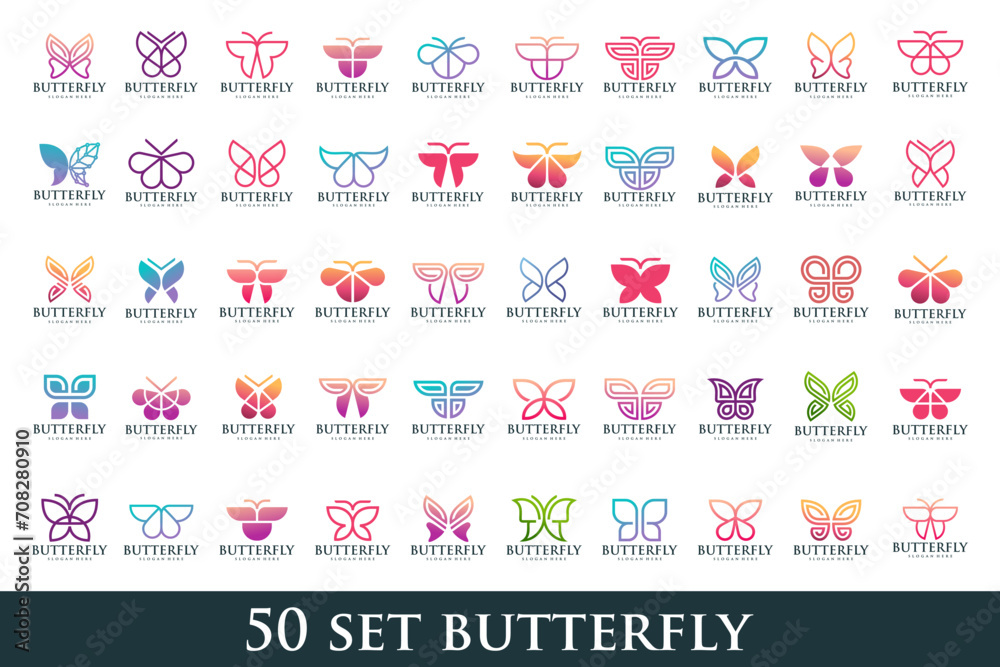 Fototapeta premium set of creative abstract butterfly logo design. Vector illustration