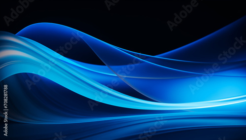 abstract blue wave neon light background.Flat lay neon colors
