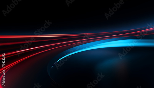 abstract blue background with blue and red neon lights.Minimal advertise concept.Flat lay,top view.,copy space.Generative AI