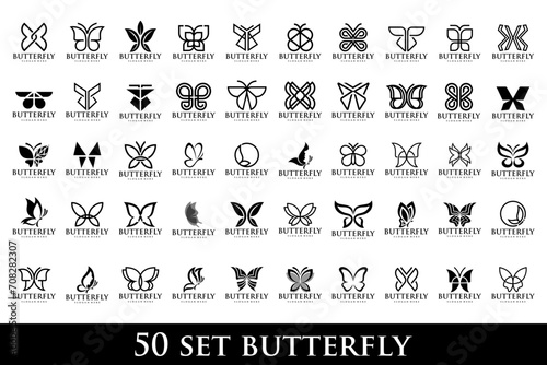 set of creative abstract butterfly logo design. Vector illustration photo