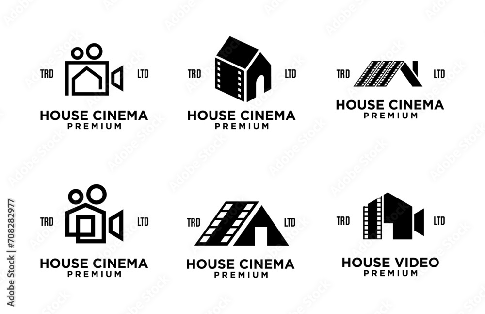 Naklejka premium House home studio film cinema video logo icon design illustration