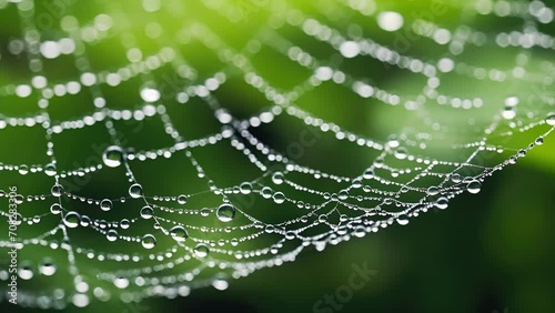 A Rainy Web The pitterpatter of raindrops on a spider web creates a soothing melody, while the glistening strings add a touch of wonder to the scene. photo