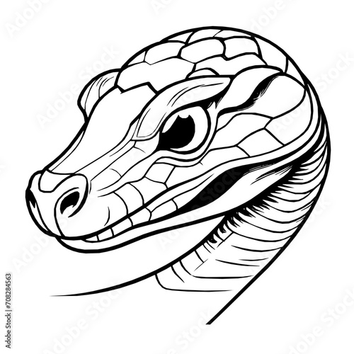 Snake Head SVG Black and White Illustration Art Generative AI.