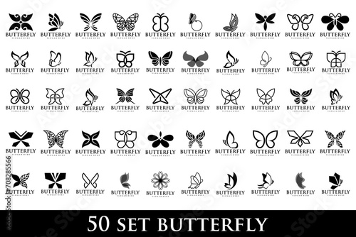 set of creative abstract butterfly logo design. Vector illustration © su