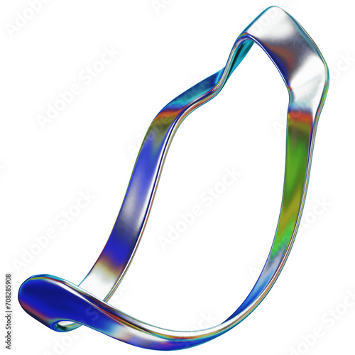 Iridescent 3D Abstract. Transparent background.