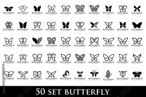 Photography set of creative abstract butterfly logo design