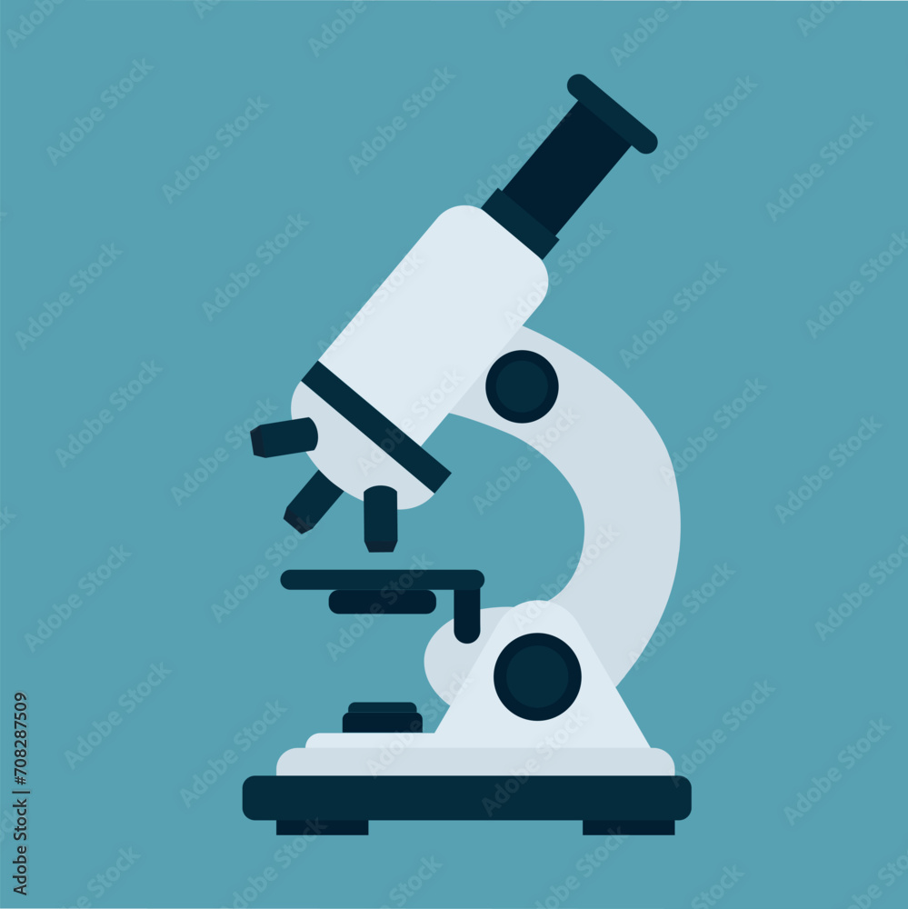 Microscope flat icon on blue background. Flat vector illustration Microscope flat icon on blue background. Flat vector illustration