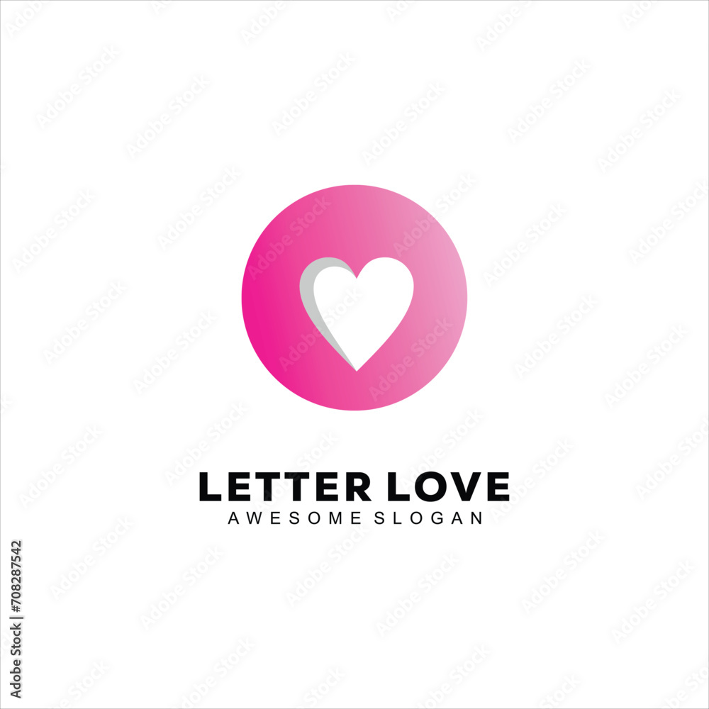 letter love colorful gradient design logo