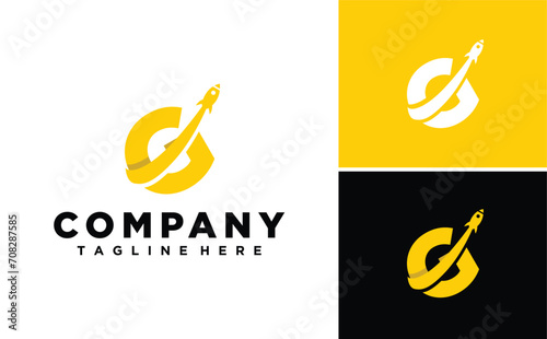 Letter G Initial with Rocket Modern logo design