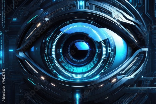 Biometric Cybernetic eye AI Artificial Intelligence scan and network