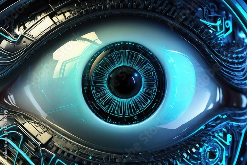 Biometric Cybernetic eye AI Artificial Intelligence scan and network