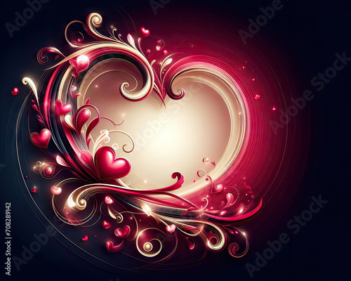 illustration of intricate swirling valentines day heart design