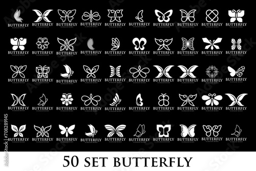 set of creative abstract butterfly logo design. Vector illustration
