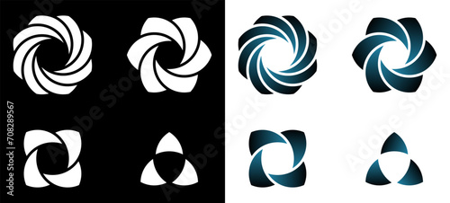 Abstract minimal designs isolated on white and black background. Vector illustration.