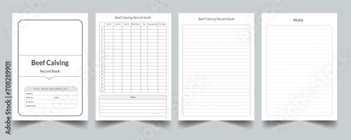 Editable Beef Calving Record Book Planner Kdp Interior printable template Design. photo