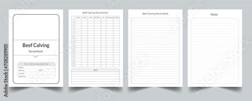Editable Beef Calving Record Book Planner Kdp Interior printable template Design.