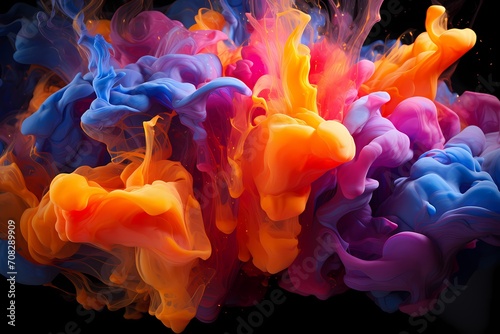 Vivid crimson and electric blue liquids collide mid-air, erupting with explosive energy, creating a dynamic abstract display that ignites the senses