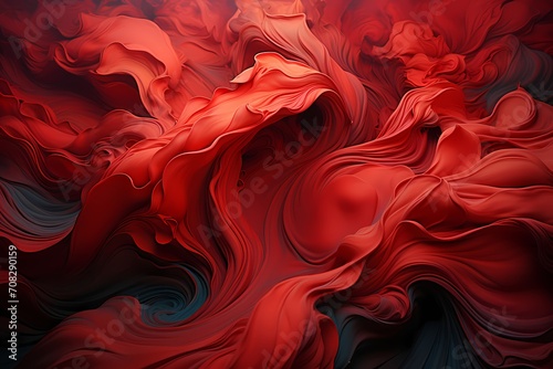 Vivid crimson liquid cascading with ethereal ripples