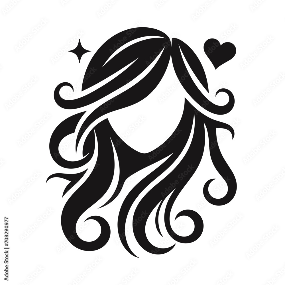 silhouette of a girl with long hair
