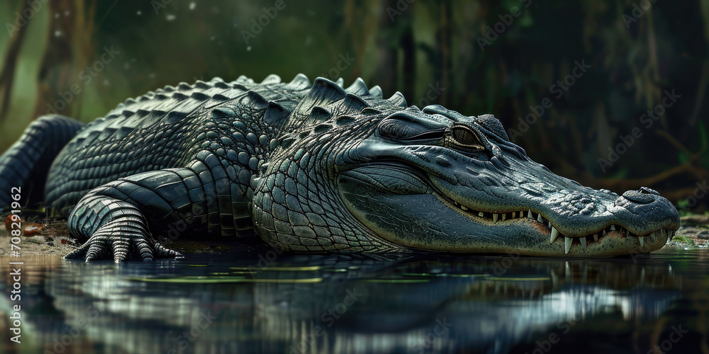 an alligator resting in some water, generative AI an alligator resting in some water, generative AI