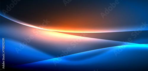 Dynamic waves in ethereal glow of neon lights. Concept merges fluidity of motion with vibrant allure of neon, crafting entrancing backdrop that embodies both vitality and futuristic sophistication