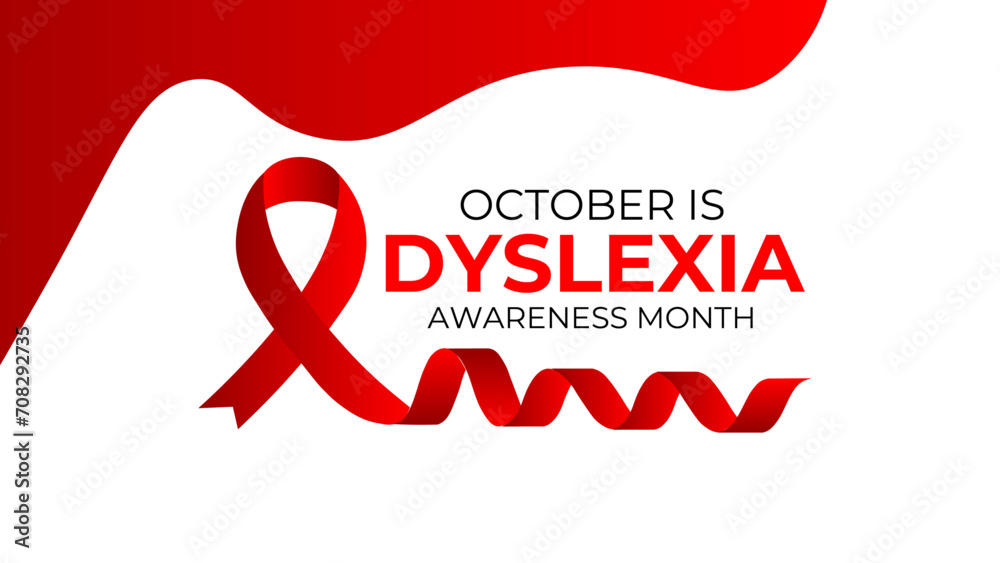 Dyslexia awareness month is observed every year in october. Vector illustration of dyslexia awareness month in aims to support those with this learning difficulty. banner, cover, poster, background. - obrazy, fototapety, plakaty 
