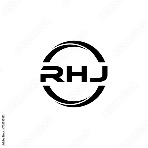RHJ letter logo design with white background in illustrator  cube logo  vector logo  modern alphabet font overlap style. calligraphy designs for logo  Poster  Invitation  etc.