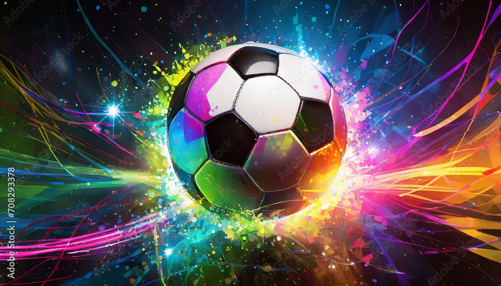 Fototapeta premium soccer ball on colorful background football