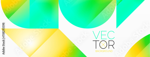 Serene gradient template. Circles and triangles mingle in minimalist perfection. Gentle fusion of forms and hues creates balanced yet captivating backdrop, embodying modern sophistication