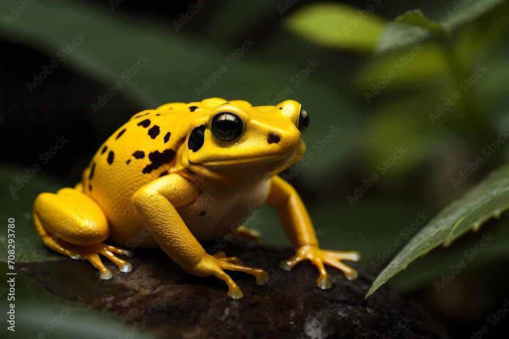 Naklejka premium Vibrant Yellow & Black Golden Poison Frog