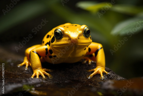 Vibrant Yellow & Black Golden Poison Frog photo